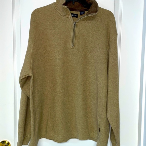 Mens tan or camel color large long sleeve 1/4 zip pullover. - Picture 9 of 11